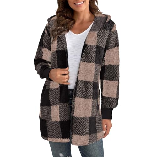 Generisch Damen Warme Lang Mantel Trenchcoat Wolljacke Locker Longline Winterjacke mit Taschen Wollmantel Hemdjacke Wool Coat Einreihig Urlaub Freizeit Damenbekleidung Reisen Damenjacke für von Generisch