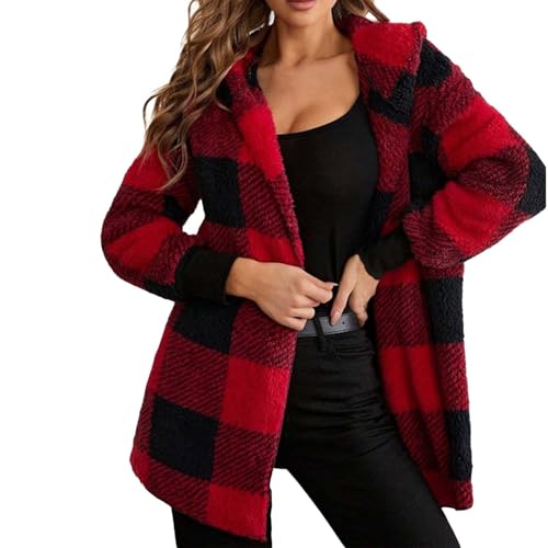 Generisch Damen Warme Lang Mantel Trenchcoat Wolljacke Locker Longline Winterjacke mit Taschen Wollmantel Hemdjacke Wool Coat Einreihig Urlaub Freizeit Damenbekleidung Reisen Damenjacke für von Generisch