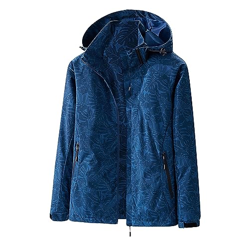 Generisch Damen Wasserdicht Atmungsaktiv Regenmantel Damen Winddicht Leichte Regenjacke Sommer Regenbekleidung Outdoorjacke Regenmantel Damen Lang Regenmantel Übergangsjacken Regenjacke (Blue, XXXL) von Generisch