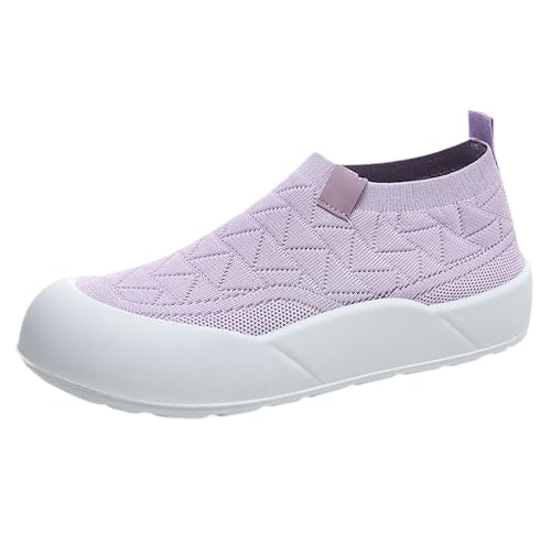 Generisch Damen Weiche Bequeme Freizeitschuhe,Sportschuhe Damen Schwarz,Leichte Dicke Sohle Einfarbige Rutschfester Plateau Slip-On,Mesh Atmungsaktive Walkingschuhe von Generisch