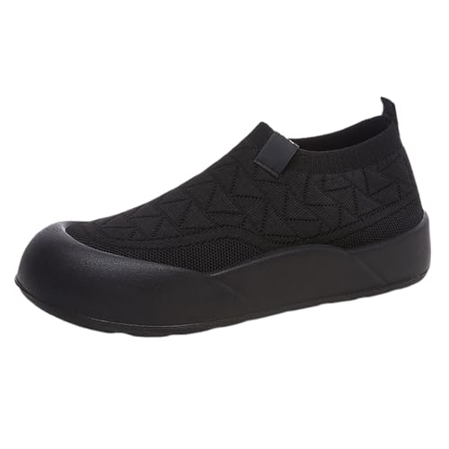 Generisch Damen Weiche Bequeme Freizeitschuhe,Sportschuhe Damen Schwarz,Leichte Dicke Sohle Einfarbige Rutschfester Plateau Slip-On,Mesh Atmungsaktive Walkingschuhe von Generisch