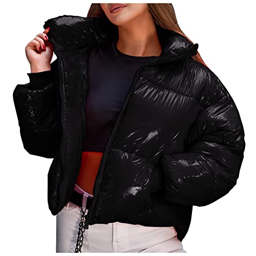 Generisch Damen Weiche Polarfleece-Jacke mit durchgehendem Reißverschluss in klassischer Passform Steppmantel Schwarz Damen Teddyjacke Damen Kurz von Generisch