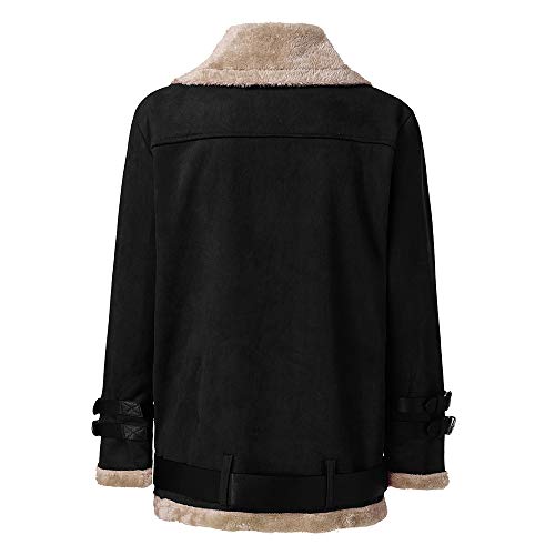 Generisch Damen Wildleder Jacken Parka Lockerer Fleece Gürtel Warmer Modemantel Ledermantel Frauen Innenfutter Fellkragen Wintermantel Innen Mit Fell Fleece Motorrad Vintage Mantel von Generisch