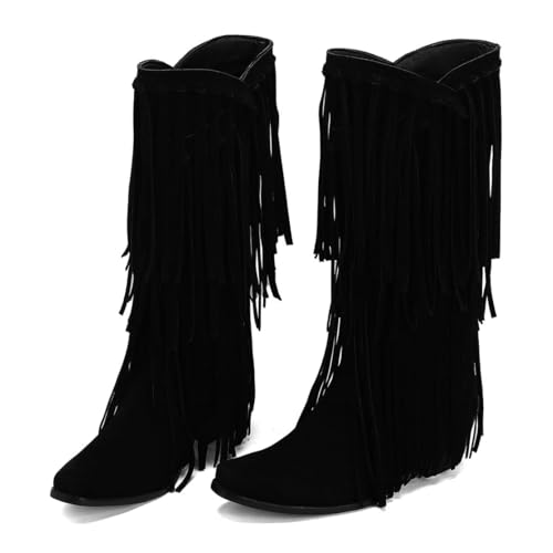 Generisch Damen Wildleder Kniehohe Stiefel mit Fransen Blockabsatz Winterstiefel, Übergangsstiefel Blockabsatz Ankle Boots Halbhoch Damenstiefel Generisch Damen Wildleder Kniehohe Stiefel mit Fransen Blockabsatz Winterstiefel, Übergangsstiefel Blockabsatz Ankle Boots Halbhoch Damenstiefel von Generisch