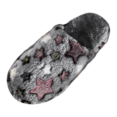 Generisch Damen Winter Hausschuhe Plüsch Warm Halten Hausschuhe Flache Schuhe mit Runder Spitze Damenschuhe Keilabsatz 41 (Grey, 43) von Generisch