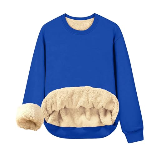 Generisch Damen Winter Pullover Langarm Rundhalsausschnitt Longpullover Elegant Thermo Grobstrickpullover Sweateshirt Essentials Strickpullover Lässig Sweater Thermounterwäsche Dickes Fleece Pullover von Generisch