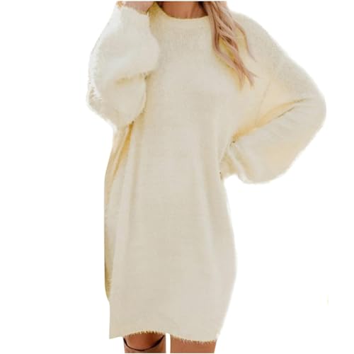 Generisch Damen Winter Pulloverkleid Weihnachtspullover Kleid Damen Kleid Winter Damen Langarm Elegant Fall Dresses Knit Dresses For Women Langarm Kleid Kleid Eng Langarm Beige XL von Generisch