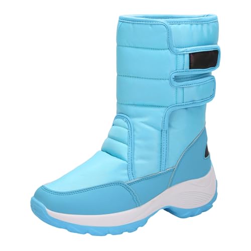 Generisch Damen Winter Stiefel Warm Gepolstert Schnee Boots Bequem Wasserdicht Plüsch Baumwolle Komfortabel Strapazierfähig Fleece Sohle (Blue, 40) von Generisch