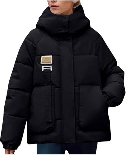 Generisch Damen Winter lange Daunenjacke Winter wasserdicht winddicht verdickt warme Schneejacke Freizeit verdickt warme Daunenjacke (Schwarz,XL) von Generisch