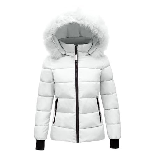 Generisch Damen Winterjacke Kapuze Steppjacke Kurze Daunenjacke Übergangsjacke Hoodie Jacke Einfarbig Pufferjacke mit Tasche Winter Steppmantel Outdoorjacke Wanderjacke Freizeitjacke Quilted Coat von Generisch