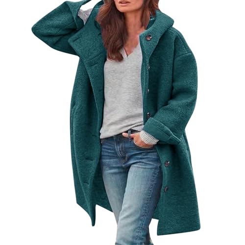 Generisch Damen Winterjacke Warm Wintermantel Trenchcoat Lang Herbstjacke Elegant Winterjacke Warm Jacke Herbst Übergangsjacke Windbreaker Winter Mantel Teddyjacke Damen Mit Kapuze von Generisch
