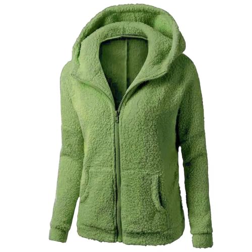Generisch Damen Winterjacken Im Sale Damen Winterjacke Winter Coat mit Kapuze Mantel mit Teddy-Fell Softshellmantel Stehkragen Reißverschluss Übergangsjacke Eingrifftaschen Loose fit Outdoorjacke von Generisch