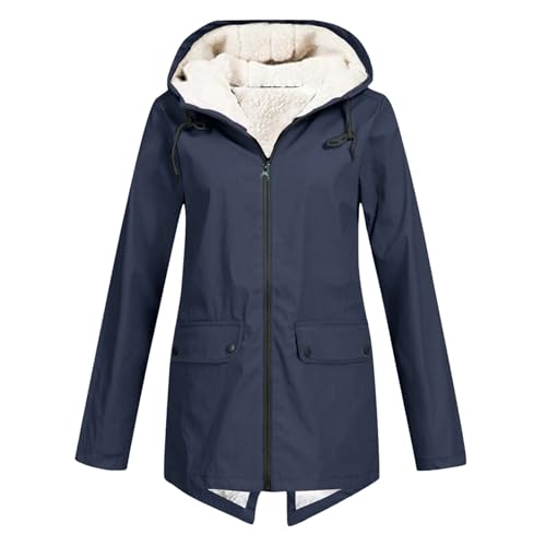 Generisch Damen Wintermantel Warmer Steppmantel lang mit Abnehmbarer Kapuze XS-XXL Kunstfell Mantel Damen Strickjacke Damen Lang Braun von Generisch