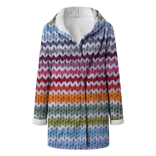 Generisch Damen Wintermantel Warmer Steppmantel lang mit Kapuze XS-XXL Damen Strickjacke Winter Strickjacke Mit KnöPfen Lang Rosa Damen von Generisch