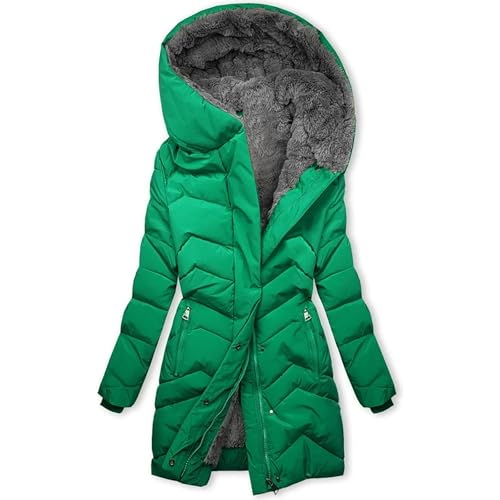 Generisch Damen Wintermantel Warmer Steppmantel lang mit Verstellbarer Kapuze und hohem Kragen XS-3XL Damen Steppjacke Wintermantel Damen Lang Blau von Generisch