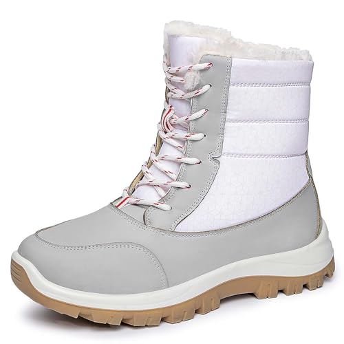 Generisch Damen Winterstiefel, Anti-Rutschig Bequem Gummistiefel Stilish Fleece Stiefeletten Leicht Wasserdicht Winterschuhe Warm Western Winterboots von Generisch