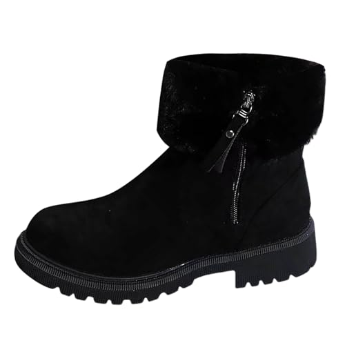 Generisch Damen Winterstiefel Cowboystiefel Schlaffer Schaft Stiefel Ankle Boots mit Reißverschluss Herbststiefelette Weitschaft für breite Füße Schlupfschuh-Design trendiges Winter-Outfit-Element von Generisch