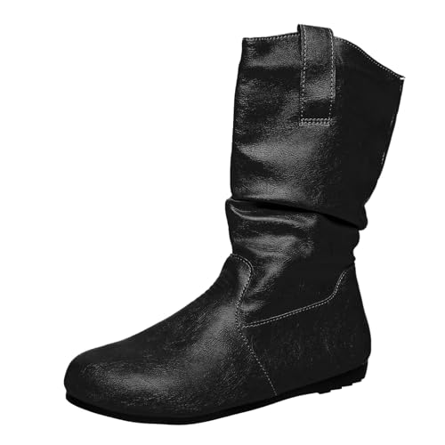 Generisch Damen Winterstiefel Plateau Schuhe Winter Westernstiefel Ankle Boots mit Reißverschluss Herbstschuhe Western Schlupfschuh-Design Cowboystiefel Elegant von Generisch