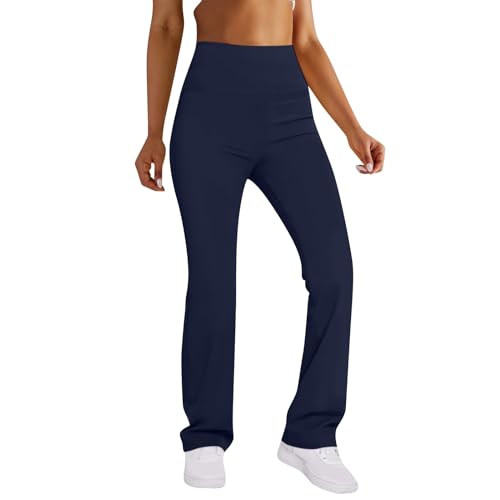 Generisch Damen Yogahose, Fashion Schlaghosen Blickdicht Slim Low Waisted Flared Leggings Yoga Sweatpants Jogginghosen Für Fitness Damen Warm Sport Leggings Teenager Yogahose Schlaghose (M, Navy) von Generisch