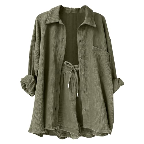 Generisch Damen Zweiteiler Sommer Musselin Hosenanzüge Elegant Longshirt Und Hose Leinen Baumwolle Freizeitanzug Casual Leicht Bluse Anzug Hohe Taille Bequem Einfarbig Loungewear, S-2Xl Generisch Damen Zweiteiler Sommer Musselin Hosenanzüge Elegant Longshirt Und Hose Leinen Baumwolle Freizeitanzug Casual Leicht Bluse Anzug Hohe Taille Bequem Einfarbig Loungewear, S-2Xl von Generisch