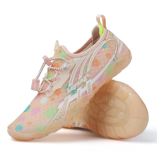 Generisch Damen atmungsaktive Laufschuhe Outdoor Mode rutschfeste Wasserschuhe Mehrfarbige leichte Yoga Schuhe (40,Farbiger Pool Apricot) von Generisch