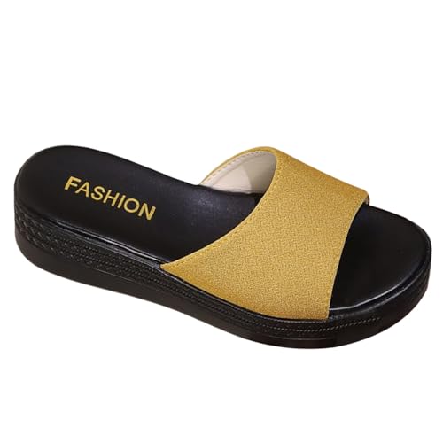 Generisch Damen flache Sandals Open Toe Sandals Slip On Hausschuhe Sommerschuhe Rutschfeste Schlappen Freizeit Schuhe Leicht Strandsandalen Indoor/Outdoor Schlappen Badelatschen Walkingsandalen von Generisch