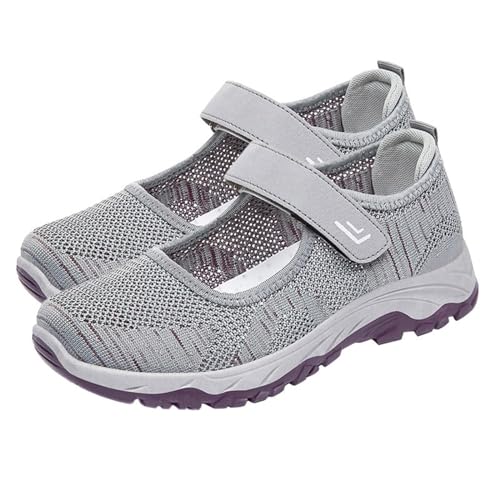Generisch Damen leichte weiche Sohle Flache Mund Wanderschuhe Freizeitschuhe Damenschuhe Silber 40 (Grey, 37) von Generisch
