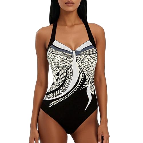 Generisch Damenbadeanzüge,Badeanzug Damen Bauchweg Badeanzug Push Up Bademode - Badeanzug V-Ausschnitt Mit Shaping Effekt Bauchweg Schwimmanzug Sport Bademode Große Größen Einteiliger Badeanzüge von Generisch