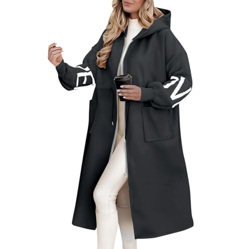 Generisch Damenmantel Boucle-Mantel Weiche Wintermantel Elegante Steppmantel Mäntel Für Outdoor-Aktivitäten Parka Für Partys Strapazierfähig Fleecemantel Schwarz M von Generisch