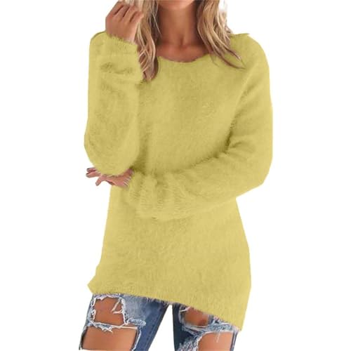 Generisch Damenmantel Sale Winter Black Friday Angebote Pullover Damen Winter Fleece Flauschig Pulli Fleecepullover Lang Weich Langarmshirt Warm Sweatshirt Fleecepulli Plüsch Tops Oberteile von Generisch