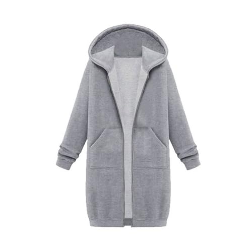 Generisch Damenmode Sale Marken Damen Kapuzenjacke Reißverschluss Jacket Lang Einfarbig Sweatshirt mit Tasche Kapuze Freizeit Sweatjacke Baggy Bequemer Laufjacke Vintage Hoodie Zip Up Outwear von Generisch