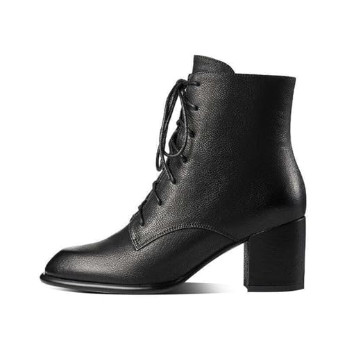 Generisch Damenmode-Stiefeletten Casual-Stiefeletten Mit Blockabsatz Und Seitlichem Reißverschluss Spitze Pumps Für Hochzeitsfeiern(Black,36) von Generisch