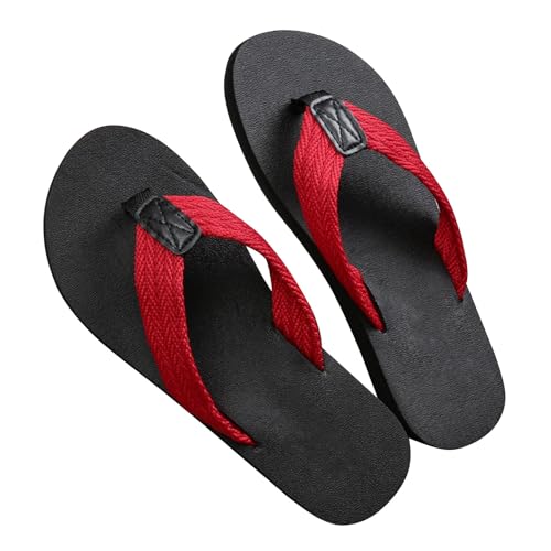 Generisch Damensandalette Keilabsatz Sandalen Damen Riemchen Herren Flip-Flops Sandalen Rutschfeste Weiche Unterseite Clip Füße Hausschuhe Studenten Peeptoe Damen Flach Strand (Red,39) von Generisch