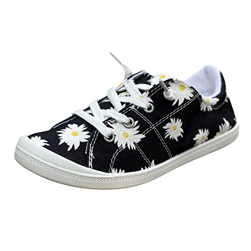 Generisch Damenschuhe Mode Blumen Freizeitschuhe Flache Sohlen weiche Sohlen Bequeme Freizeitschuhe Wander Outdoor Schuhe Damen (Black, 41) von Generisch