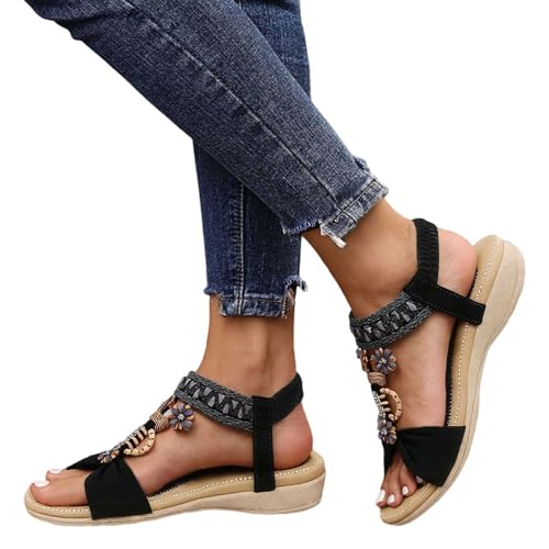 Generisch Damenschuhe Schwarz Elegant Keilabsatz zum Spazierengehen Schuhe Damen 41,5 (Black, 38) von Generisch