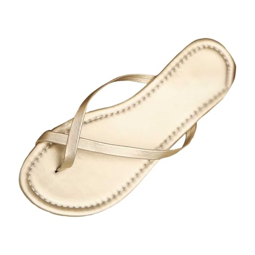Generisch Damenschuhe Schwarz Mit Absatz Damen Sommermode Clip Toe Einfarbig Strand Hausschuhe Temperament rutschfeste Hausschuhe Schuhe 42 Damen (Gold, 41) von Generisch