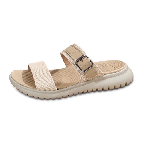 Generisch Damenschuhe Sommerschuhe Slipper Strand Keilabsatz Offene Zehen Sommer Outdoor Wanderschuhe Für Damen Hohe Schwarze Schuhe Damen Absatz (Khaki, 39) von Generisch