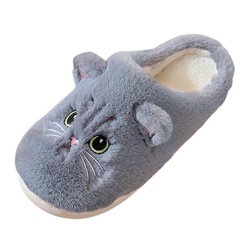 Generisch Damenschuhe Stiefeletten Rot und Winter Baumwolle Hausschuhe Paar Katze Cartoon süße Plüsch Hausschuhe Hause warme Hausschuhe Winter Damen Schuhe Elegant Mit Absatz Pumps (Grey, 41) von Generisch