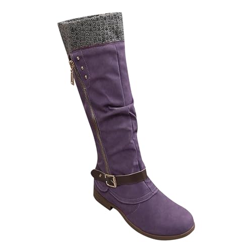 Generisch Damenschuhe Winter und Gürtelschnalle Warm Schneestiefel Lila Für Dicke Waden (Purple, 40) von Generisch