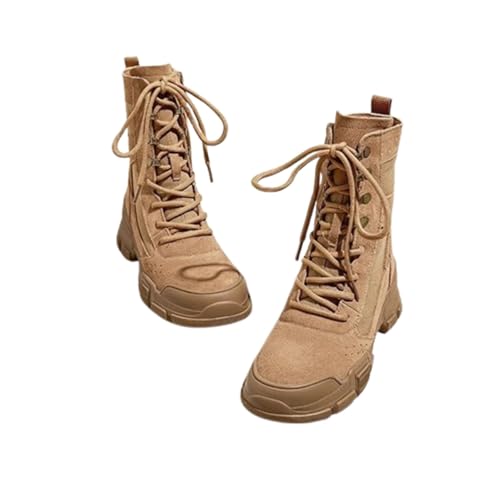 Generisch Damenstiefeletten Mit Klobigem Absatz Leichte Wander- Und Reisestiefel Motorradstiefel Mit Seitlichem Reißverschluss Wüstenstiefel(Brown,40 EU) von Generisch