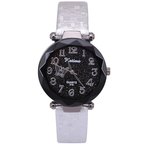 Generisch Damenuhren Mode Mode Uhr Frauen Uhr Digital Starry Sky Nette Weiß Gürtel Uhr Frauen Uhr (Silver, 25x3.4x1.6cm) von Generisch
