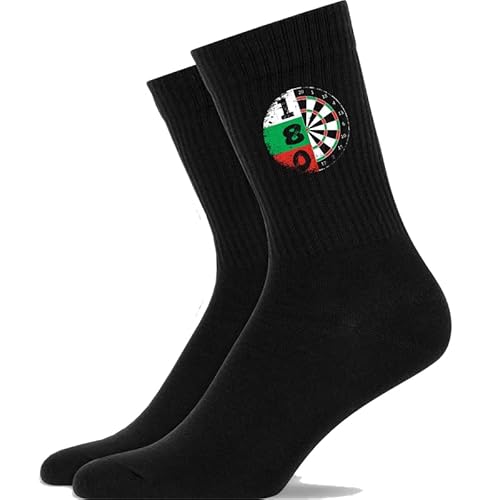 Generisch Dart Dartspieler 180 Dartsport-Fan - Atmungsaktive Sportsocken Tennissocken Crew Socks Baumwolle Socken von Generisch