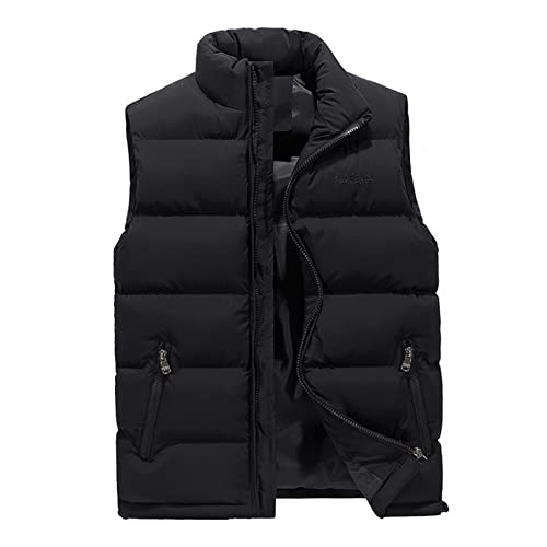 Generisch Daunen Weste Herren, Warme Mit Reißverschluss Taschen Herren Elegant Laufweste Gaastra Jacket Sportweste Leicht Funktionsweste Outdoorweste Veste Fleece Kapuze (M, Schwarz) von Generisch