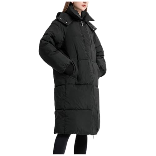 Generisch Daunenjacke Damen Warme Daunenmantel Elegant Verdickt Steppjacke mit Kapuze Puffer Winterjacke Weiche Elegant Wintermantel Lang Outdoor Mantel Leichte Casual Kuschelig Steppmantel von Generisch