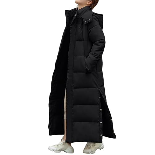 Generisch Daunenjacke Damen Warme Daunenmantel Elegant Verdickt Steppjacke mit Kapuze Puffer Winterjacke Weiche Elegant Wintermantel Lang Outdoor Mantel Leichte Casual Kuschelig Steppmantel von Generisch