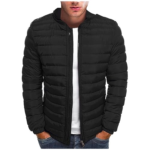 Generisch Daunenjacke Herren Leicht, Steppjacke Übergangsjacke Gefüttert Mit Stehkragen, Wasserdichte Und Windabweisende Outdoor Jacke For Men Winterjackrn Herrensteppjacke (L, Schwarz) von Generisch