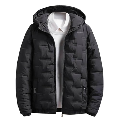 Generisch Daunenjacke Herren Winter Kapuzenjacke Winterjacke Einfarbig Freizeit Pufferjacke 2 Taschen Dicke Kurzmantel Männer Warme Herrenjacke Outdoorjacke Langarm Hooded Jacket Mit Reissverschluss von Generisch