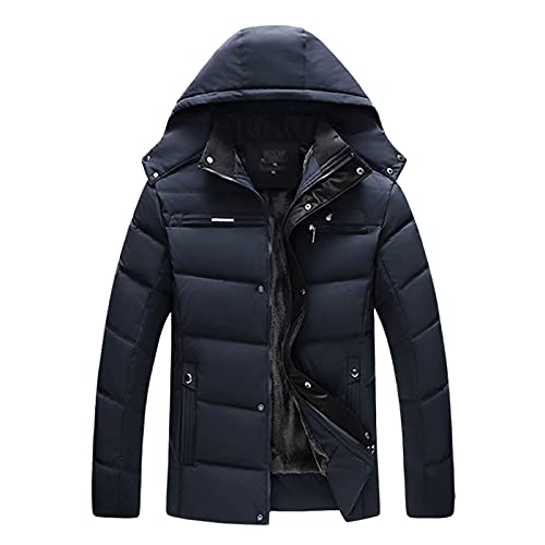 Generisch Daunenjacke Herren Winter Warm Steppweste mit Kapuze Bequeme Luftig Winterjacke Langarm Fleece Gefütterte Pufferjacke Schlichter Freizeit Outdoorjacke Große Größe Wanderjacke von Generisch