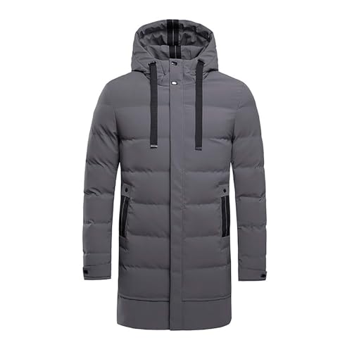 Generisch Daunenmantel Herren Langer Warme Große Größen M-6Xl | Wintermantel Herren Lässiges Mit Kapuze Steppmantel Mit Tasche Übergangsmantel Mit Einstellbarer Kordelzug Steppjacke Outdoorjacke von Generisch