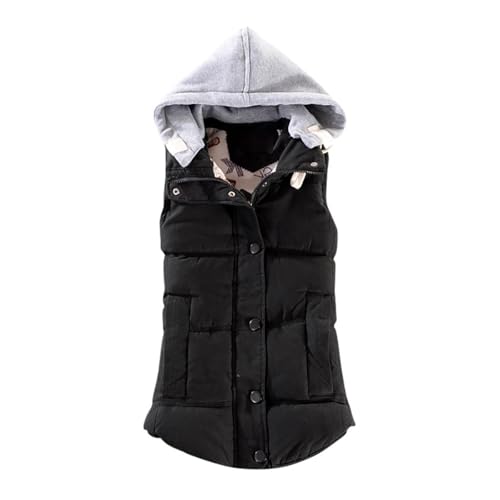Generisch Daunenweste Für Damen - Westen Jacke Mit Reissverschluss Damen Leichte Laufweste Mit Taschen Female Weste Warmer Daunenmantel Hooded Damen Kurz/Lang Steppweste FüR Laufen Golf Wandern von Generisch